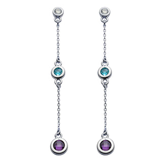 Sterling Silver Family Birthstone Dangle Earrings