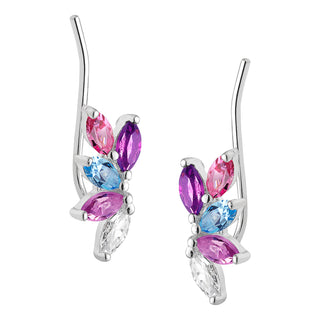 Sterling Silver Family Marquise Birthstone Crawler Earring