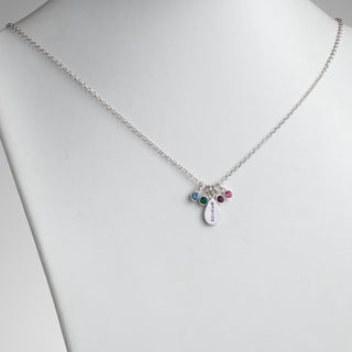 Mother's Name Teardrop Pendant with Birthstones