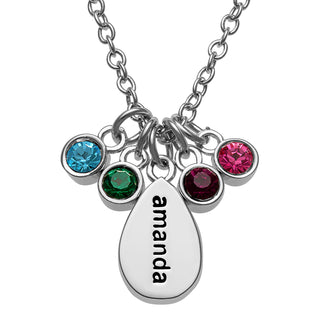 Mother's Name Teardrop Pendant with Birthstones