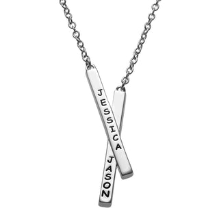 Engraved Names Double Bar Necklace