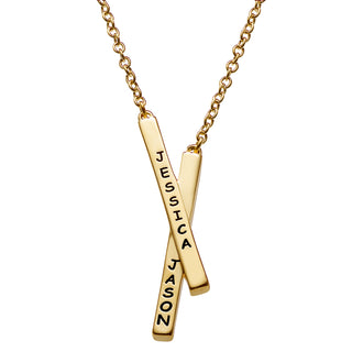 Engraved Names Double Bar Necklace