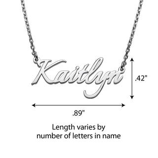 Sterling Silver Petite Fancy Script Name Necklace