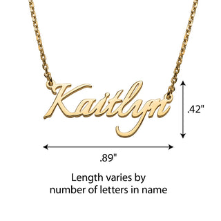 14K Gold over Sterling Petite Fancy Script Name Necklace