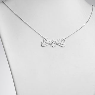 Sterling Silver Script Name Necklace with Open Heart Tail