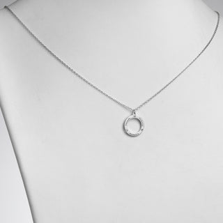 Sterling Silver Petite Engraved Name Circle with Hearts Necklace