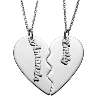 Sterling Petite Name Shareable Heart Necklace