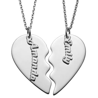 Sterling Petite Name Shareable Heart Necklace