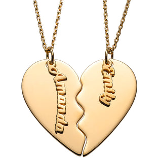 14K Gold over Sterling Petite Name Shareable Heart Necklace