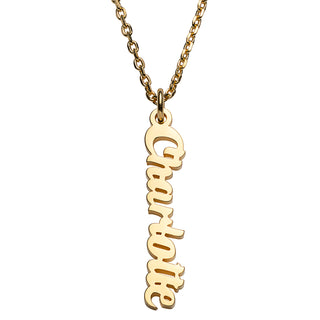 14K Gold over Sterling Petite Script Vertical Name Necklace