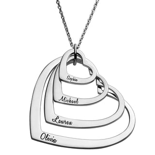 Sterling Silver Nesting Hearts with Names Necklaces - 4
