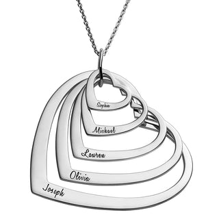 Sterling Silver Nesting Hearts with Names Necklaces -5