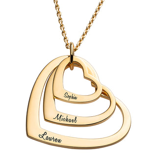 14K Gold over Sterling Nesting Hearts with Names Necklaces - 3