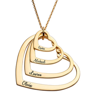 14K Gold over Sterling Nesting Hearts with Names Necklaces - 4