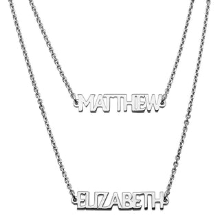 Sterling Silver Petite Uppercase 2 Name Station Necklace