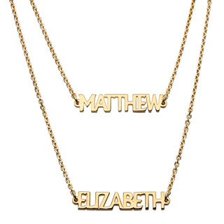 14K Gold over Sterling Petite Uppercase 2 Name Station Necklace