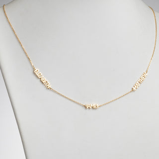 14K Gold over Sterling Petite Uppercase 3 Name Station Necklace
