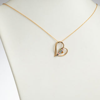 14K Gold over Sterling Family Heart and Cross Birthstone Pendant