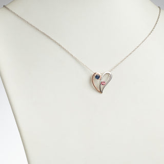 Sterling Silver Two-Tone Genuine Birthstone Heart Pendant