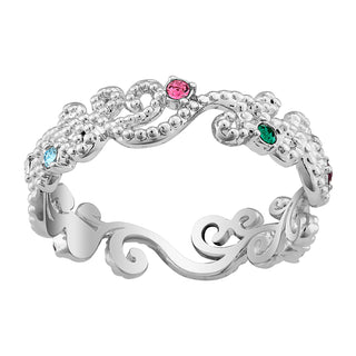 Sterling Silver Family Filigree Birthstone Ring