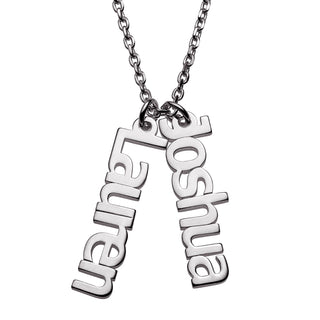 Sterling Silver Petite Vertical Name Necklace - 2 Names