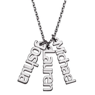 Sterling Silver Petite Vertical Name Necklace - 3 Names