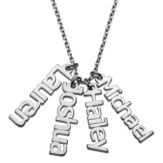 Sterling Silver Petite Vertical Name Necklace - 4 Names