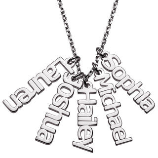 Sterling Silver Petite Vertical Name Necklace - 5 Names