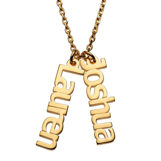 14K Gold over Sterling Petite Vertical Name Necklace - 2 Names