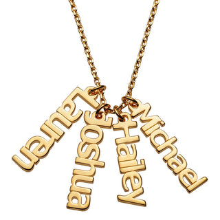 14K Gold over Sterling Petite Vertical Name Necklace - 4 Names
