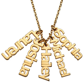 14K Gold over Sterling Petite Vertical Name Necklace - 5 Names