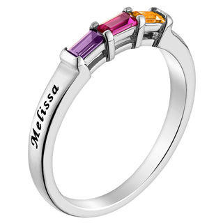 Sterling Silver Daughter's Baguette Birthstone Ring
