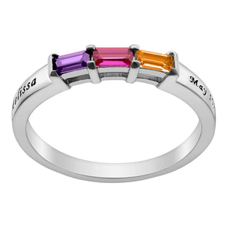 Sterling Silver Daughter's Baguette Birthstone Ring