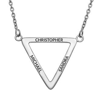 Sterling Silver Engraved Names Triangle Pendant