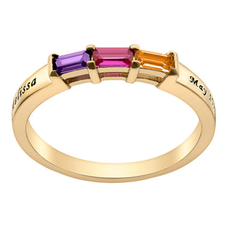 14K Gold over Sterling Daughter's Baguette Birthstone Ring