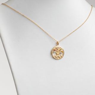 14K Gold over Sterling MOM Family Birthstone Tree Pendant