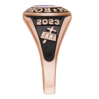 Ladies 14K Rose Gold over Sterling Traditional Petite Oval Birthstone Class Ring