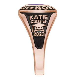 Ladies 14K Rose Gold over Sterling Traditional Petite Oval Birthstone Class Ring
