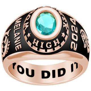 Ladies Rose Gold CELEBRIUM Traditional Oval Birthstone Class Ring