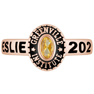 Ladies Rose Gold CELEBRIUM Traditional Oval Birthstone Class Ring
