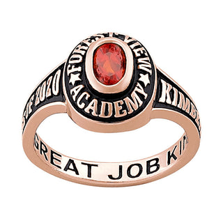 Ladies Rose Gold CELEBRIUM Traditional Oval Birthstone Class Ring