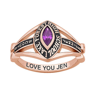 Ladies Rose Gold CELEBRIUM Marquise Birthstone Class Ring