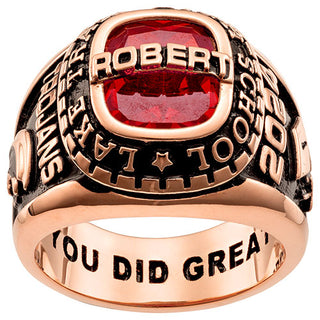 Men's Rose Gold CELEBRIUM Personalized Top Traditional Birthstone Class Ring