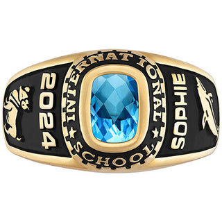 Ladies 14K Gold over Sterling Traditional Checkerboard Birthstone Class Ring