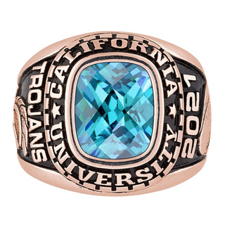 Men's Rose Gold CELEBRIUM Large Traditional Checkerboard Birthstone Class Ring