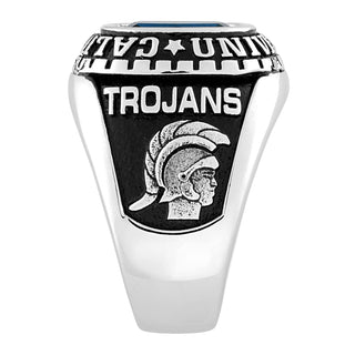 Men's Sterling Silver Large Traditional Checkerboard Birthstone Class Ring