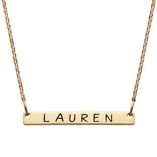 ELIZABETH EDMONDS 10K Yellow Gold Mini Bar Name Necklace