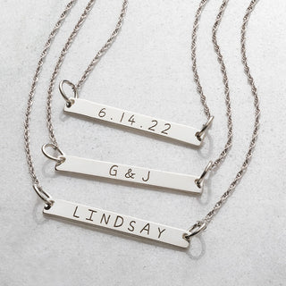 ELIZABETH EDMONDS 10K White Gold Mini Bar Name Necklace