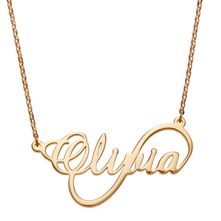 10K Yellow Gold Script Name Infinity Necklace