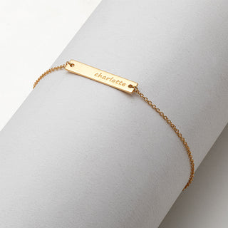 14K Gold over Sterling Engraved Name Bar Adjustable Bracelet